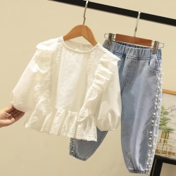 WHITE TOP DENIM JEANS