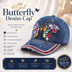 Royal Butterfly Denim Cap