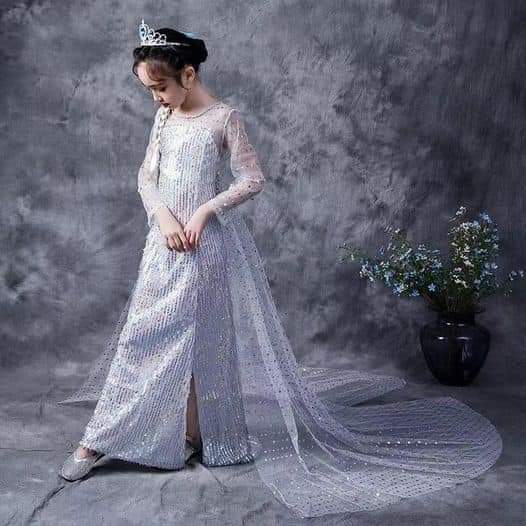 White full Sequnce Elsa Dress