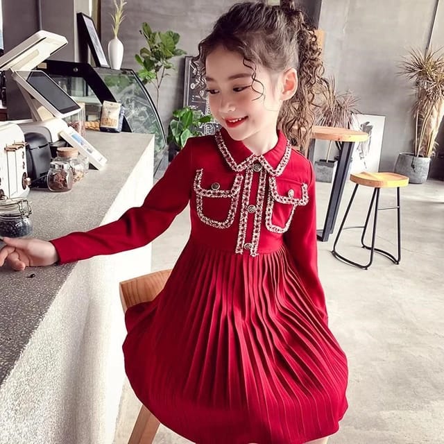 new kids long sleeve knitting sweater dress lovely girl