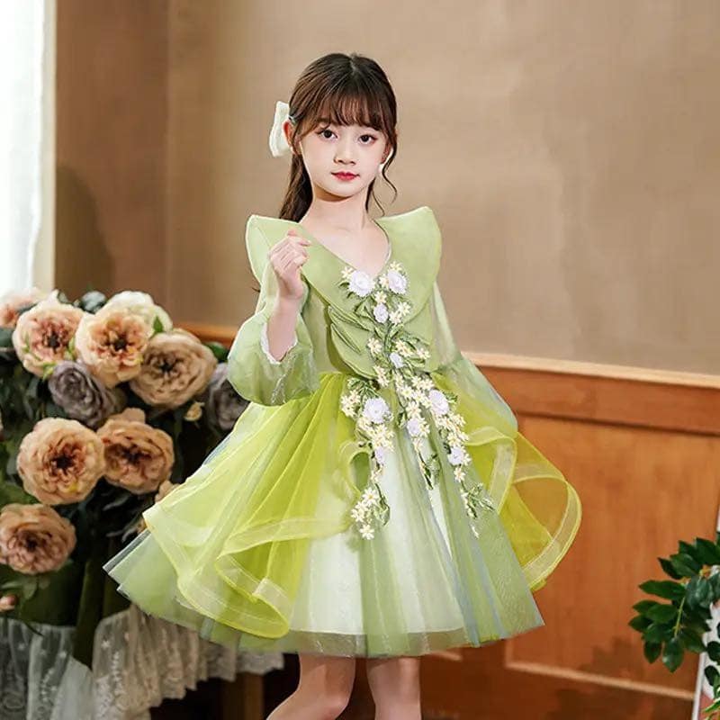 Children Luxury Party Formal Dress For Wedding Birthday Kids Christmas Ceremonies Dresses For Girls Lace Tutu Flower Girls Dress