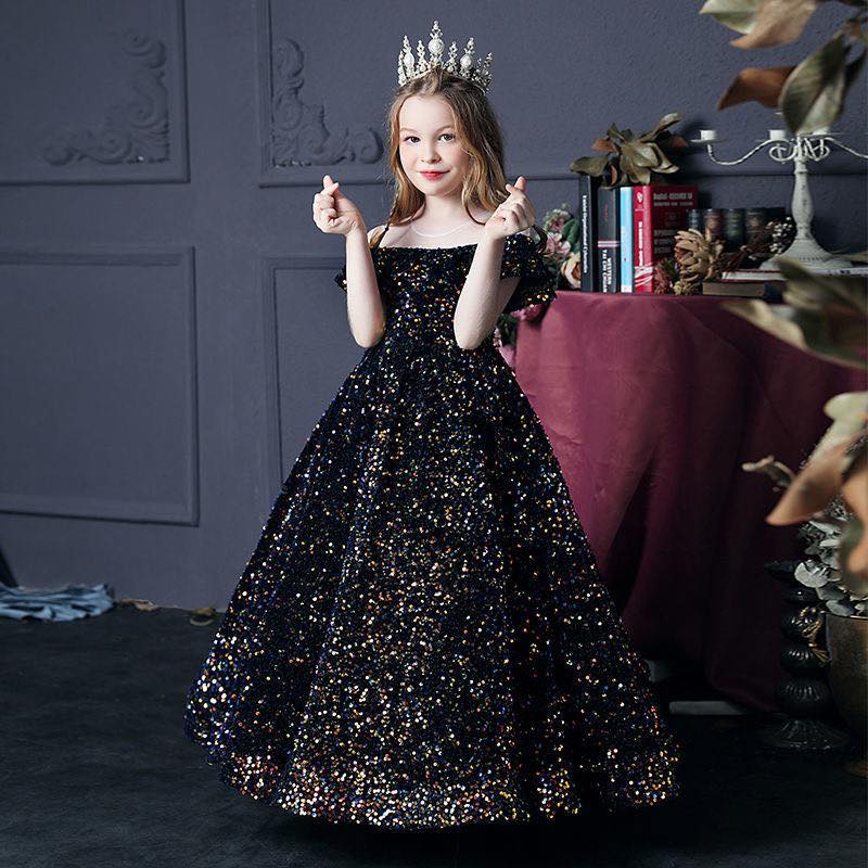 New Luxury Shining Sequins Children's Birthday Party Dress