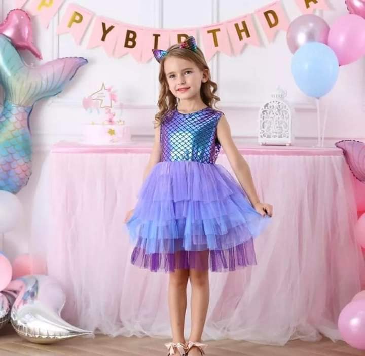 Girls Mermaid Sequins TUTU Dress Ball Gown Performance Ballet Fish Scale Dancing Dresses summer cake dress