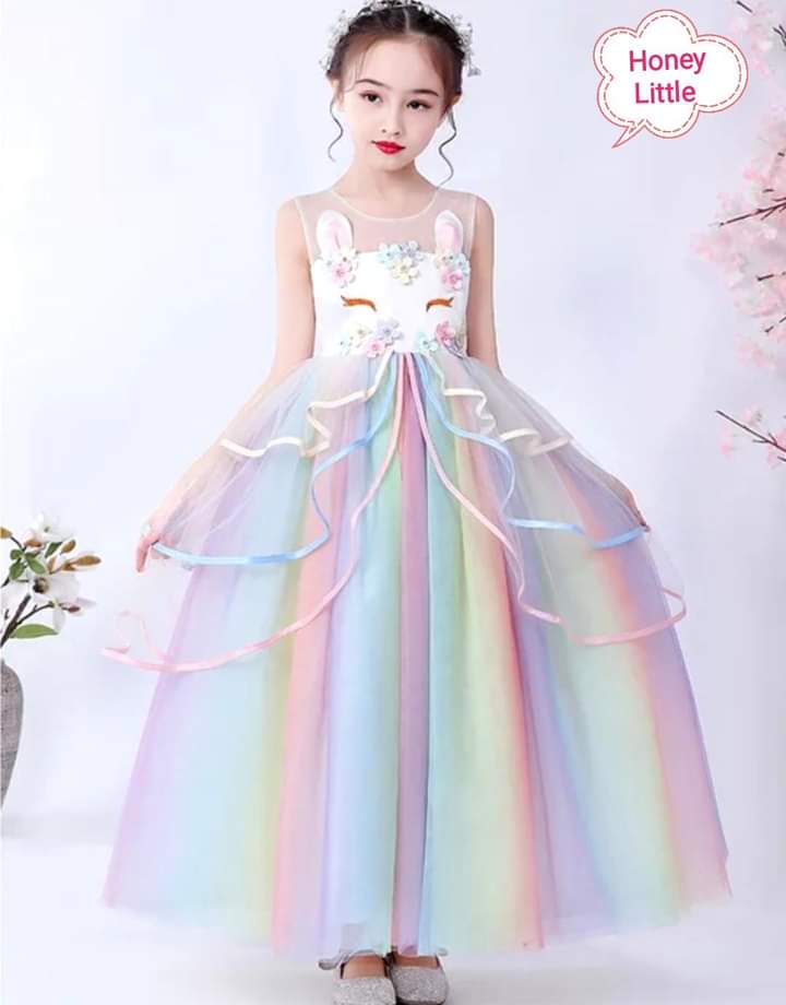 Hot Selling Girls Unicorn Princess Fluffy Multi-layer Cake Dress Kids Unicorn Party Dresses