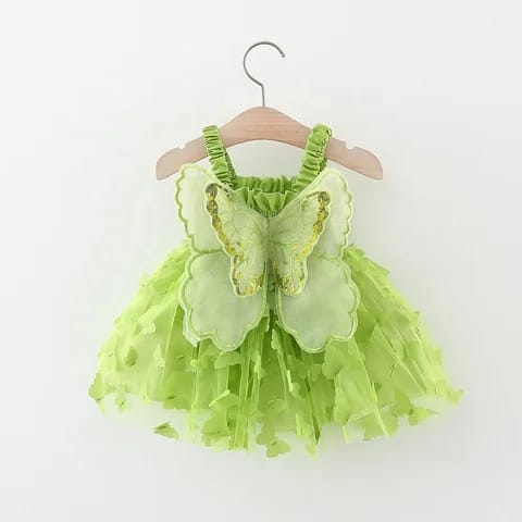 Summer Baby Girl Big Wings Color Butterfly Mesh Princess Strap Dress