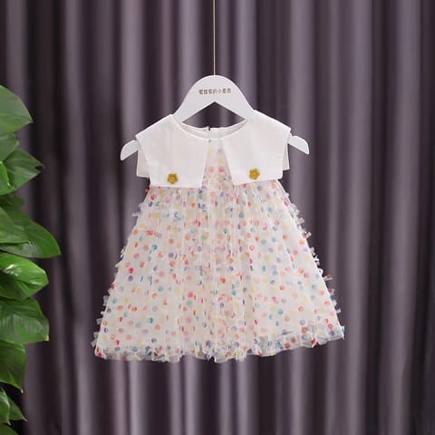 Classy Style  Summer Ruffle Collar Strap Lace Baby Princess Dress For Party Wedding