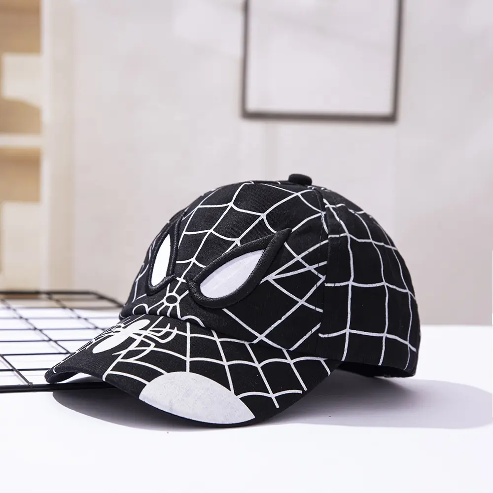 Boys Anime Spider Logo Cartoon Characters Embroidery Sports Kids Baseball Hats