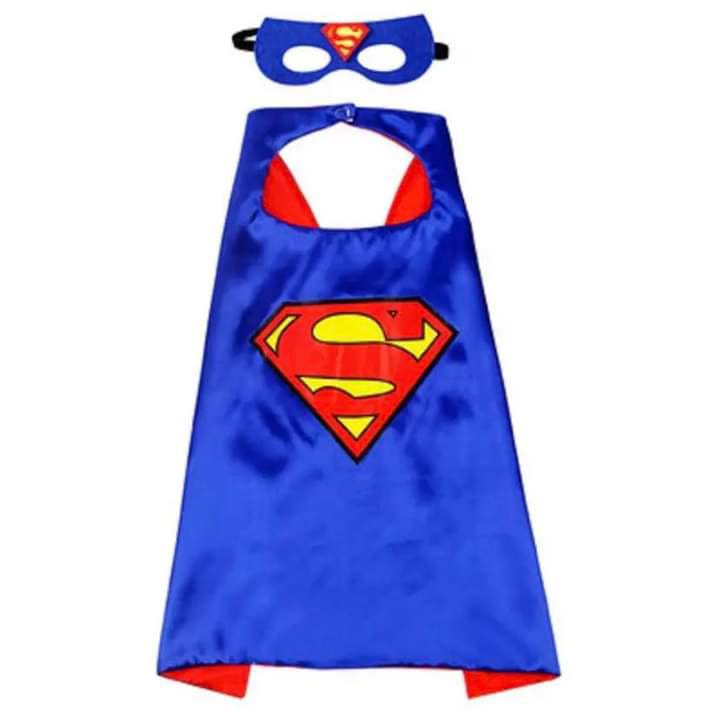 Custom Logo Printed Superman Halloween Double Layers Superhero Cape And Free Mask