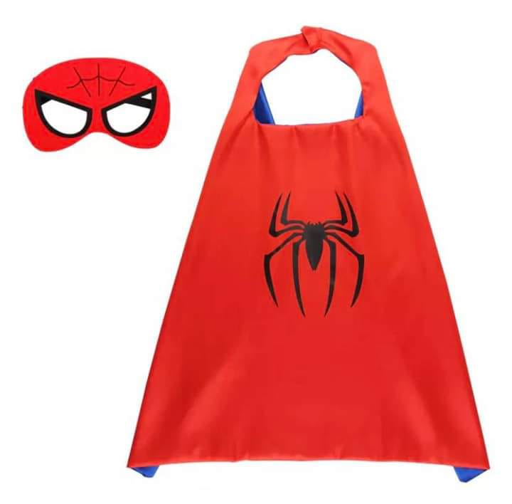 Custom Logo Printed Spider-man Halloween Double Layers Superhero Cape And Free Mask