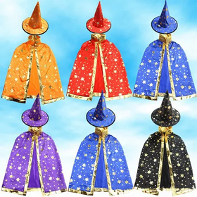 Multicolor Children's Cape Pentagram Magician Wizard Halloween Party Costumes Kids capes