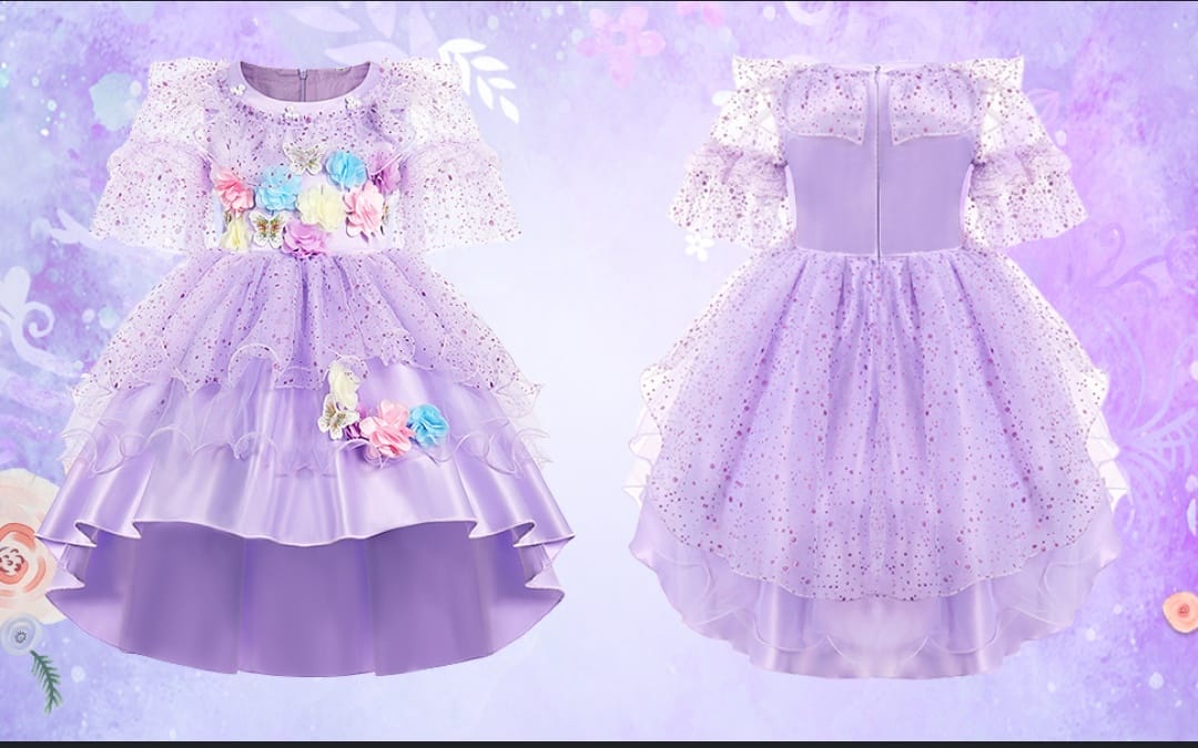 Kids Isabel Dress Toddler Mirabel Costume Birthday Girls Purple Carnival Princess Fancy Dresses Party Role Play Clothing